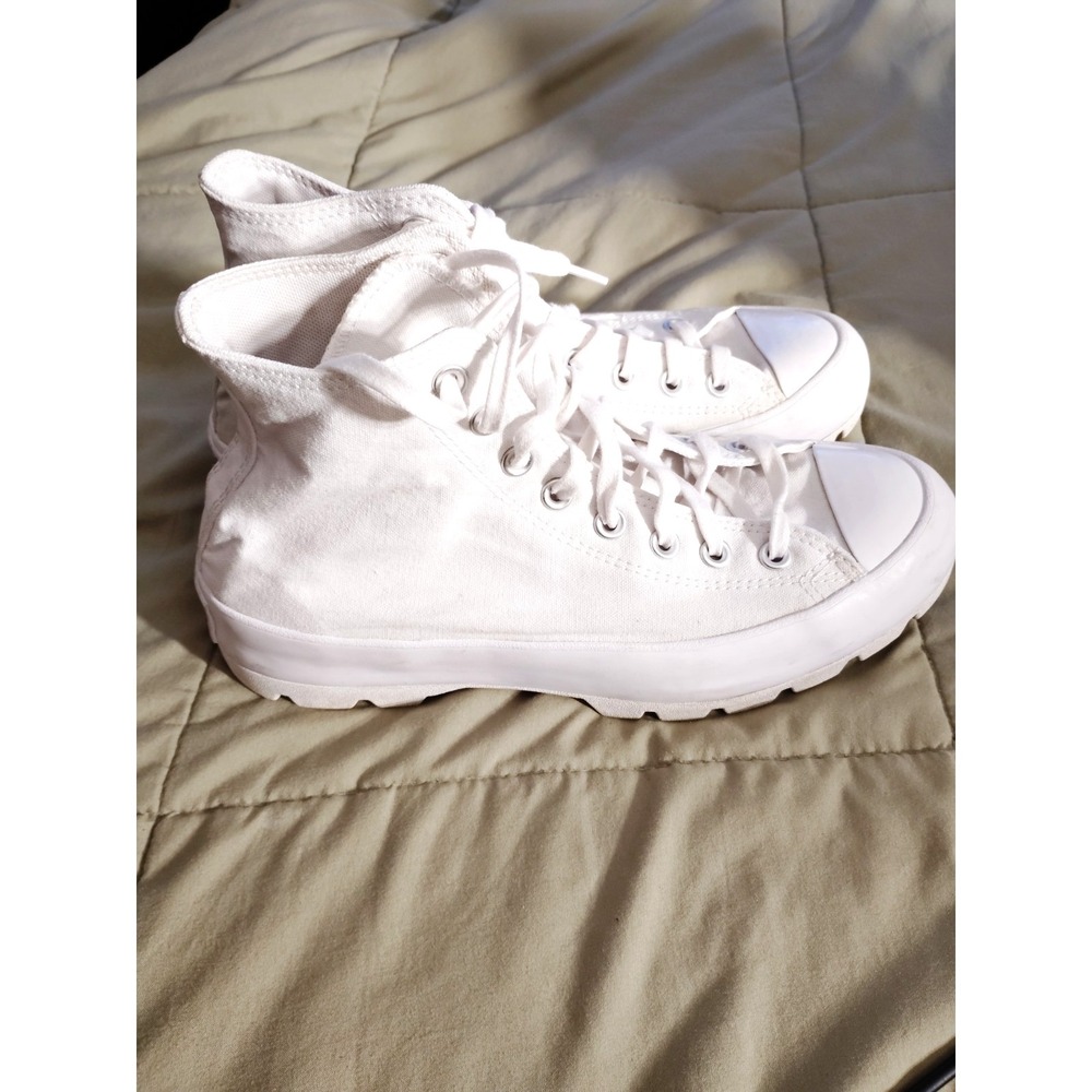 Converse Chuck Taylor Women 10 Lugged Platform High Top Preppy White Sneakers